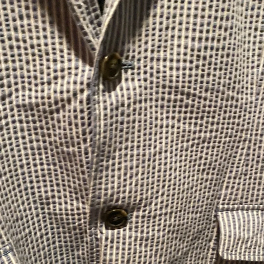 Seersucker Blazer Mens L Blue Taupe Summer Jacket John Bartlett Consensus